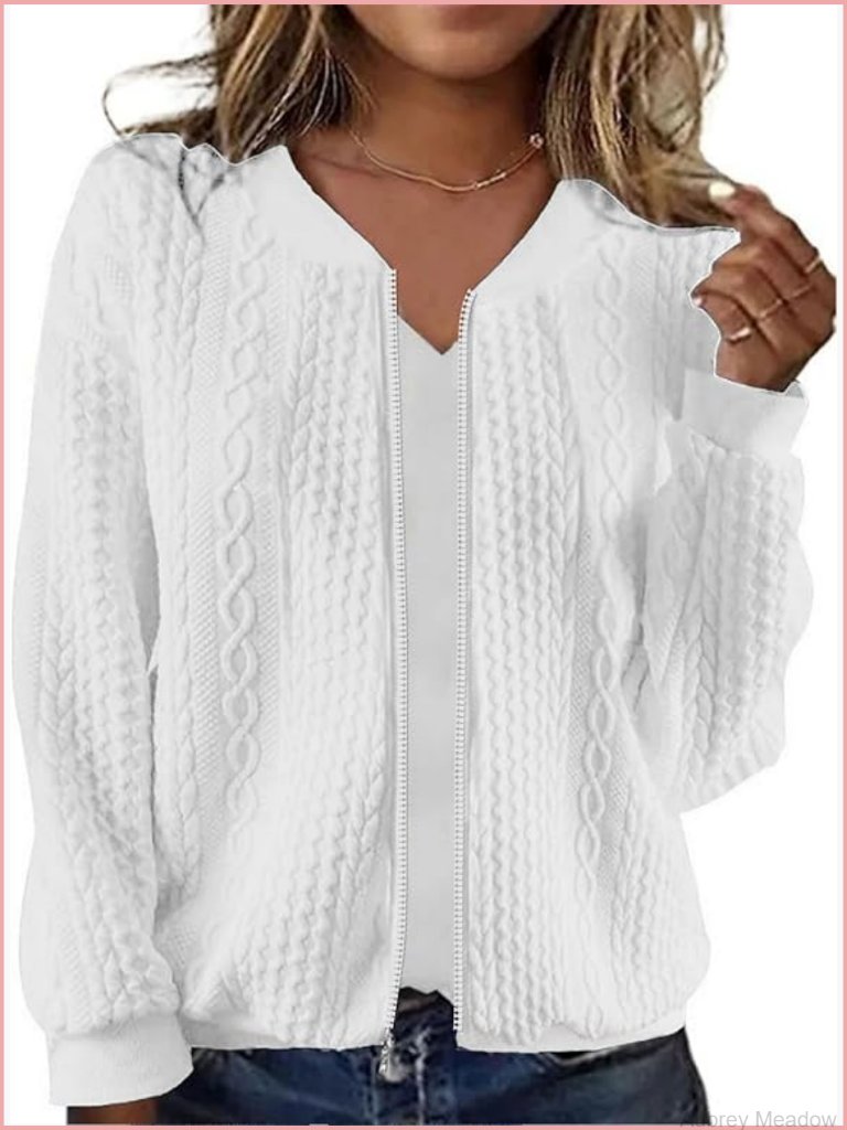 Casual Zip Up Cardigan Sweater Crop Jacket Trendy Winter Coat Streetwear